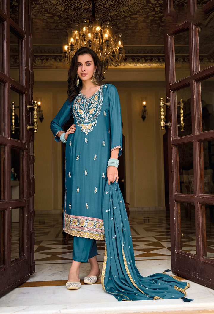 Readymade Royal Blue Designer Salwar Kameez