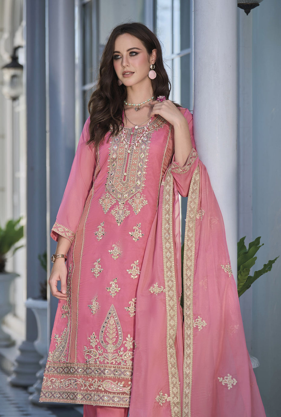 Readymade Elegant Pink Designer Salwar Kameez