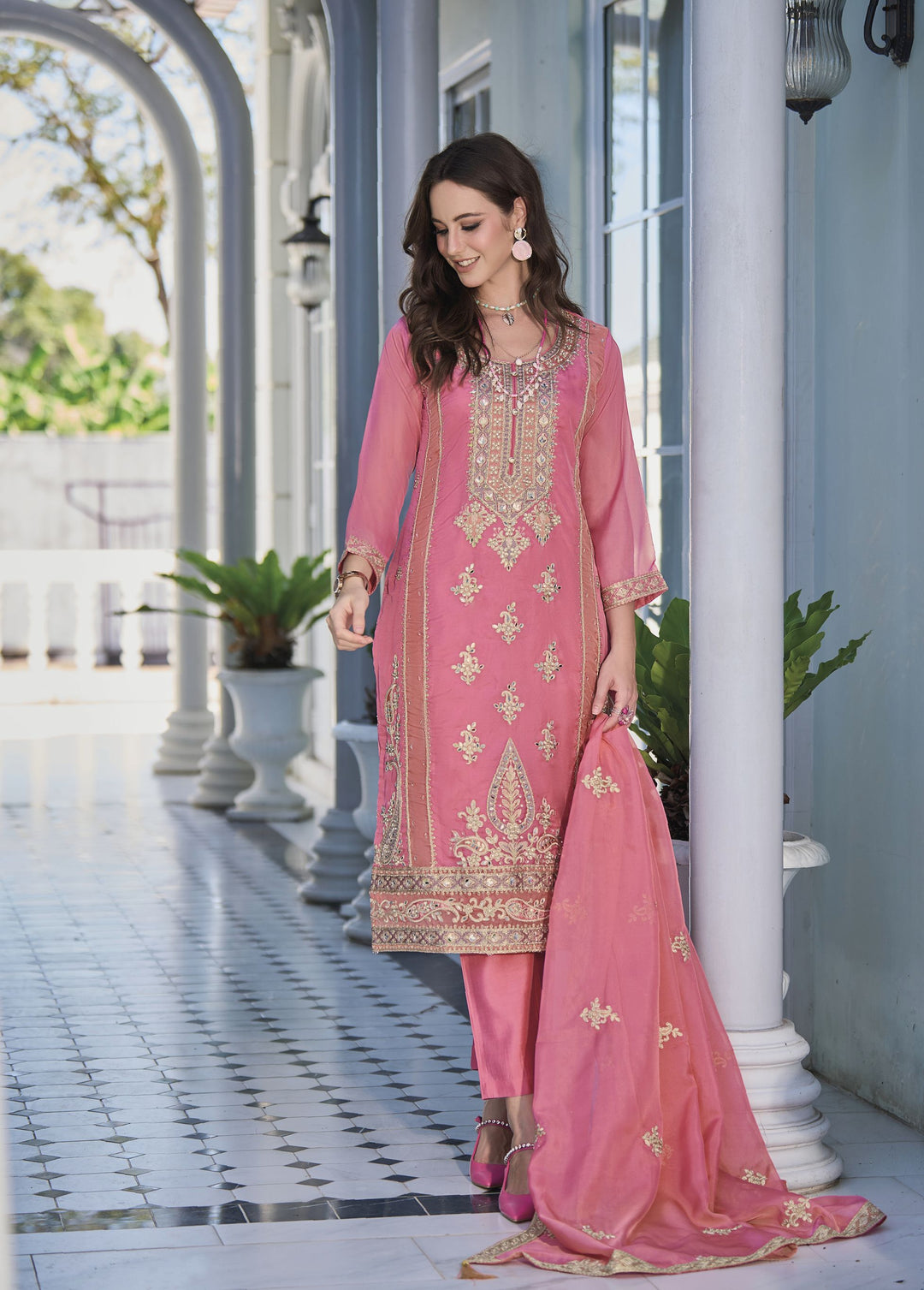 Readymade Elegant Pink Designer Salwar Kameez