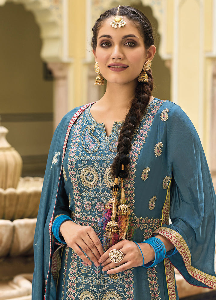 Readymade Timeless Elegance: Blue Designer Salwar Kameez