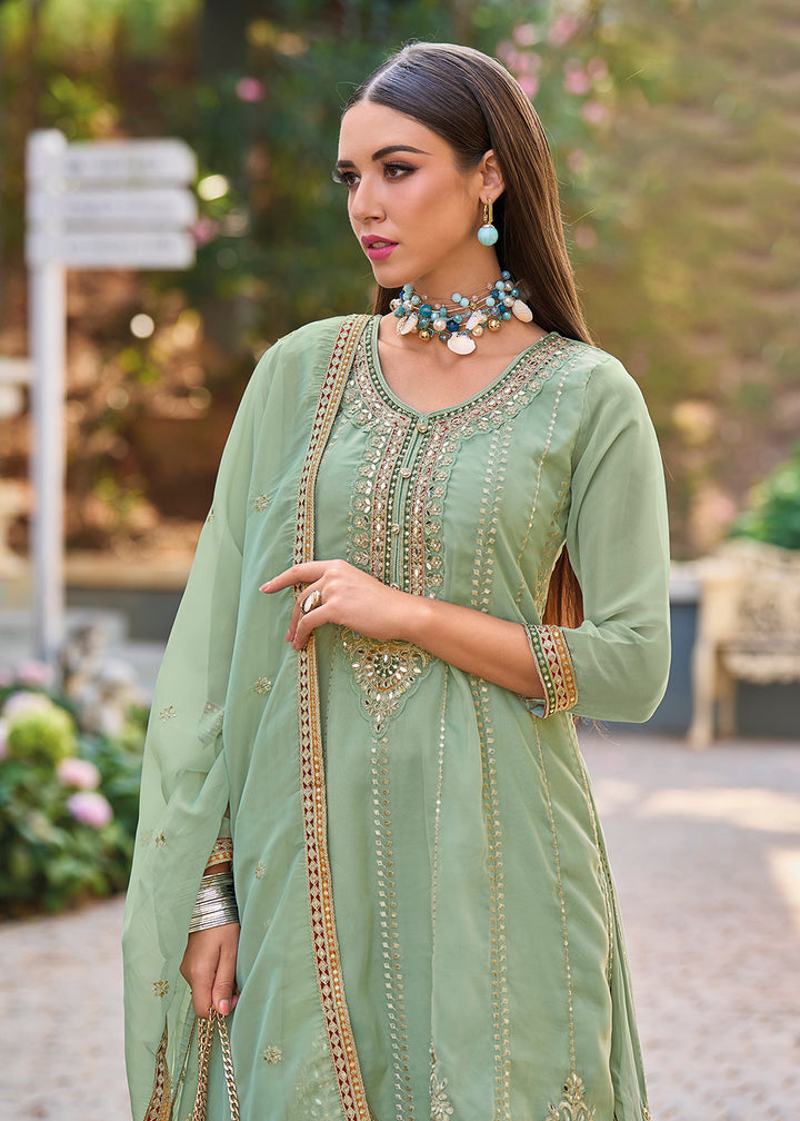 Readymade Elegant Green Designer Salwar Kameez