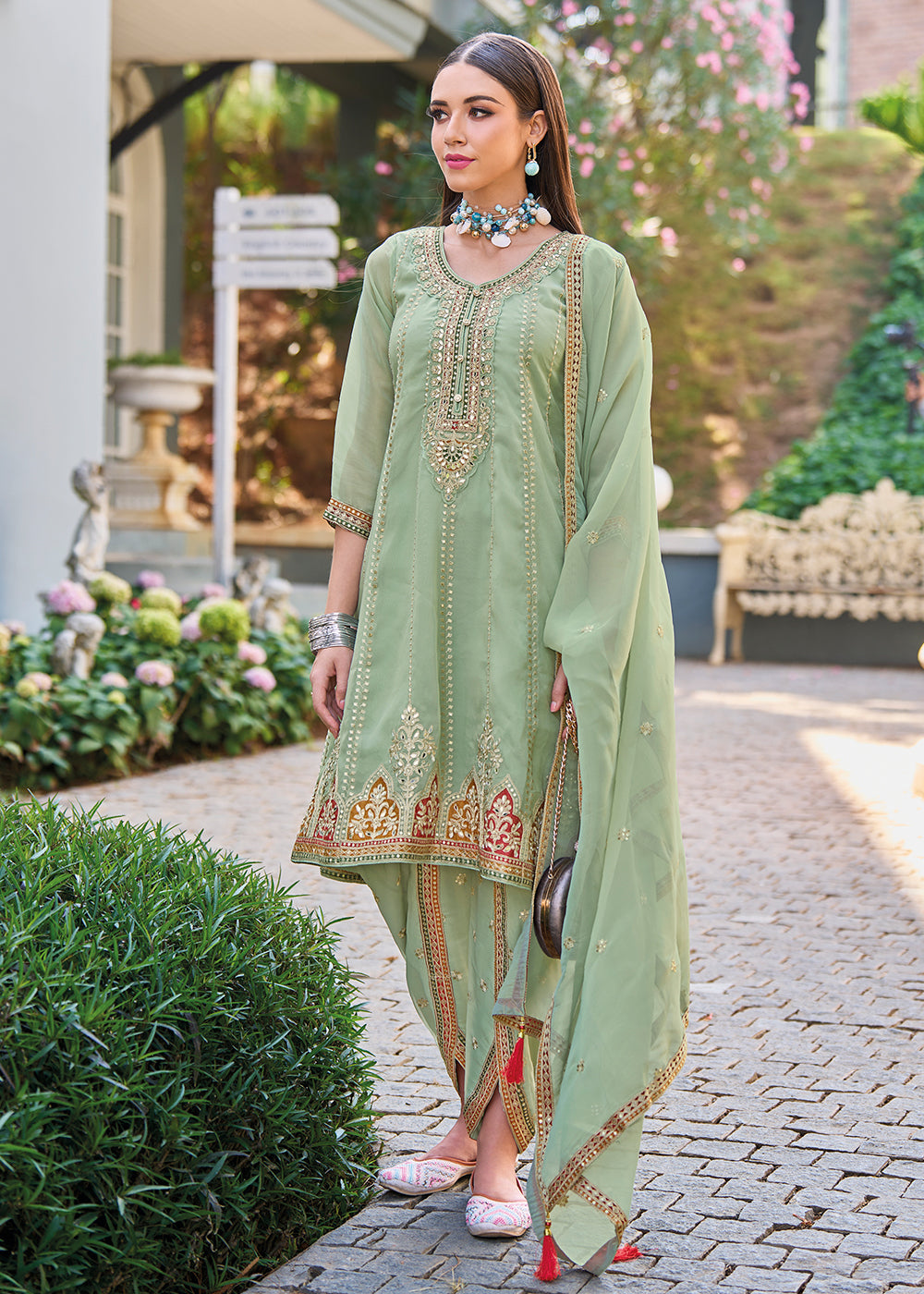 Readymade Elegant Green Designer Salwar Kameez