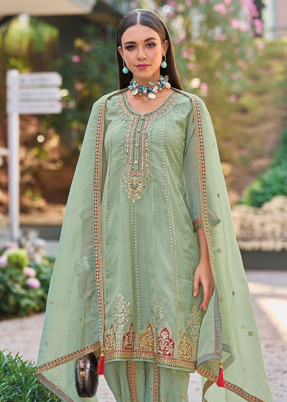 Readymade Elegant Green Designer Salwar Kameez