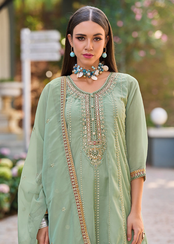 Readymade Elegant Green Designer Salwar Kameez