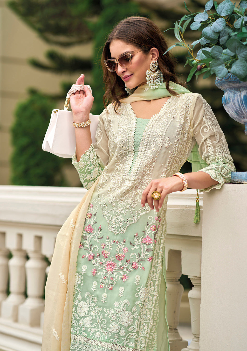 Readymade Graceful Light Green Designer Salwar Kameez