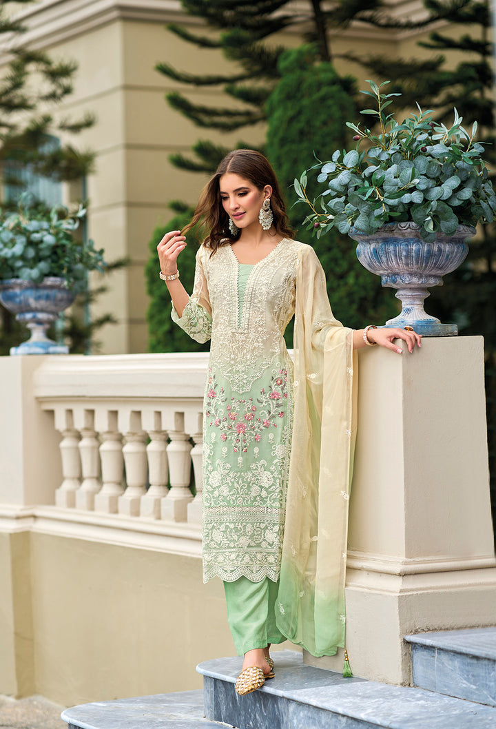 Readymade Graceful Light Green Designer Salwar Kameez