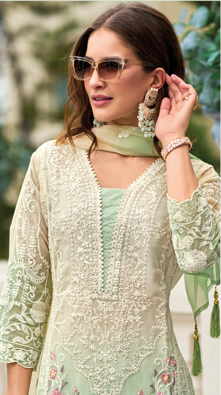 Readymade Graceful Light Green Designer Salwar Kameez