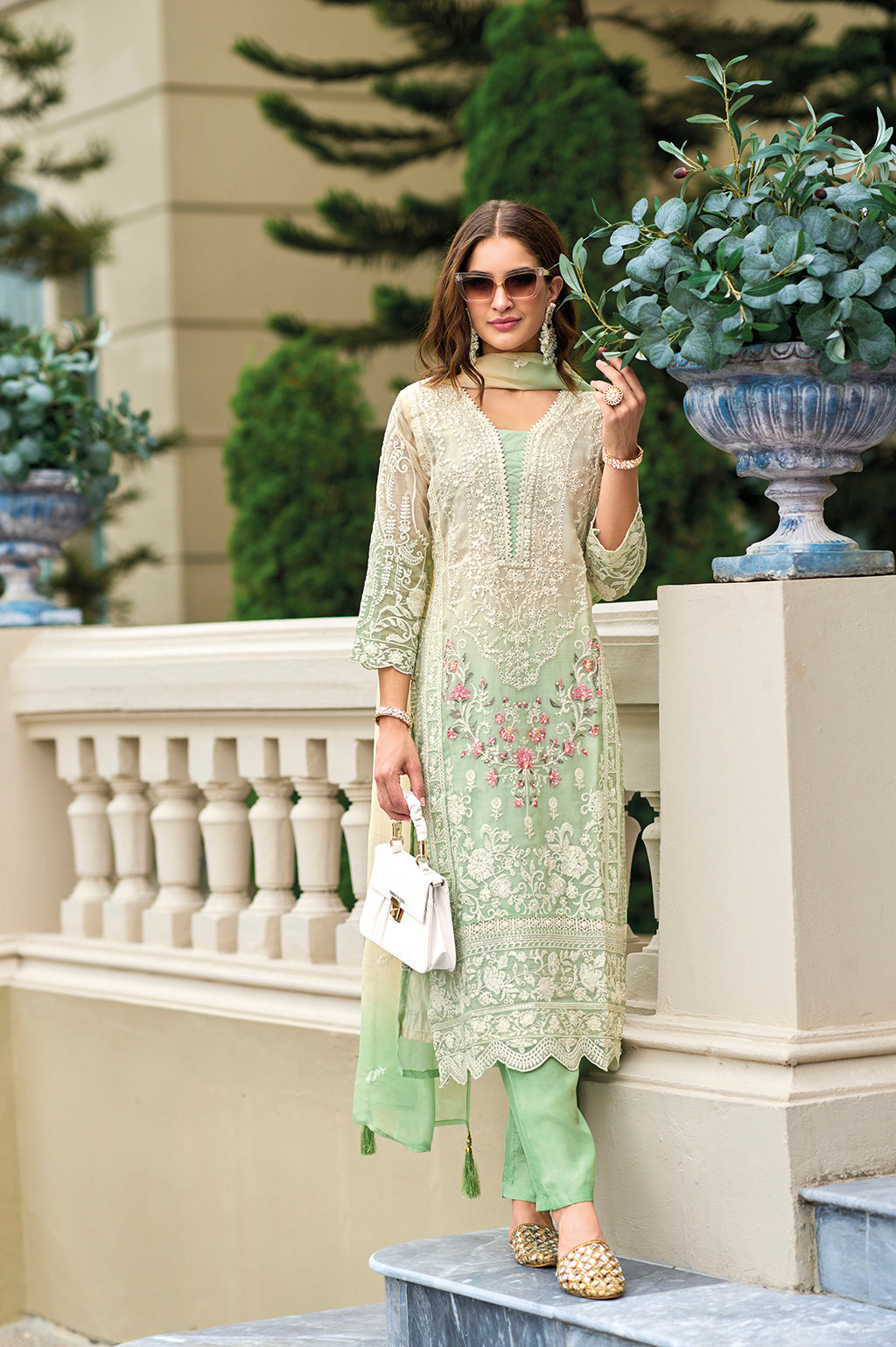 Readymade Graceful Light Green Designer Salwar Kameez