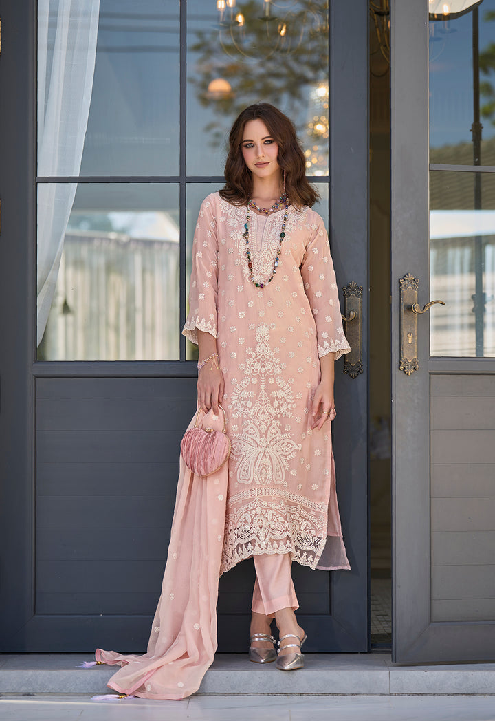 Readymade Exquisite Peach Designer Salwar Kameez