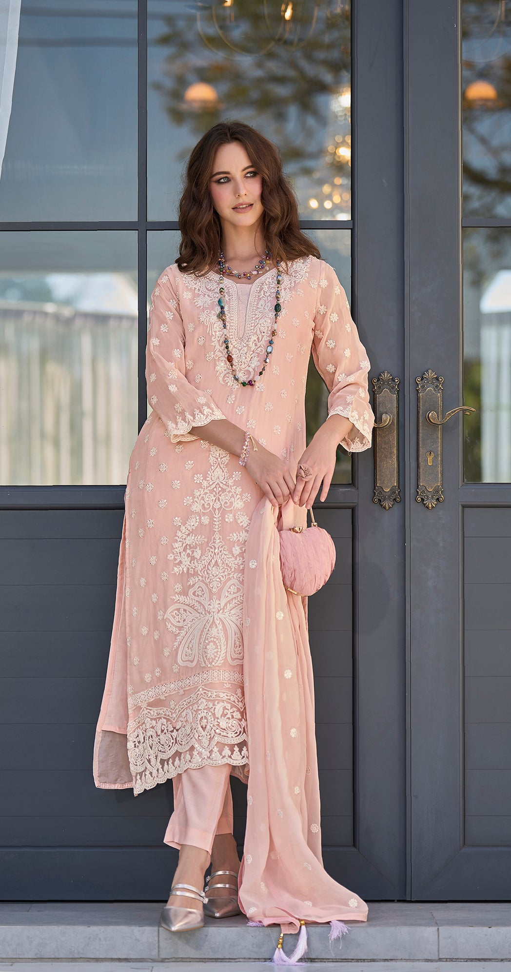 Readymade Exquisite Peach Designer Salwar Kameez