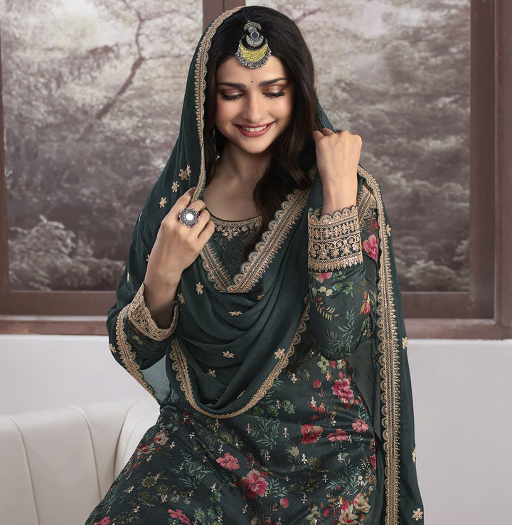 Readymade Designer Salwar Kameez in Elegant Rama Green