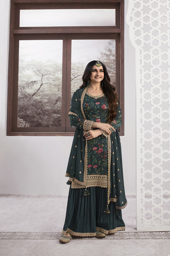 Readymade Designer Salwar Kameez in Elegant Rama Green