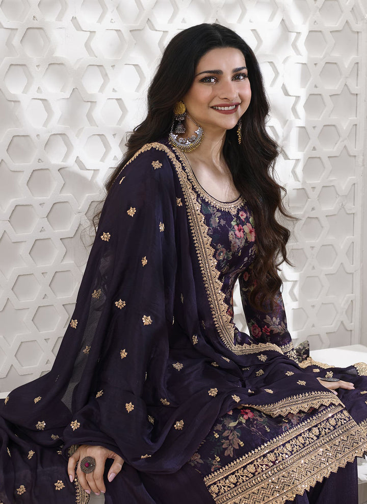 Readymade Designer Purple Salwar Kameez In Purple