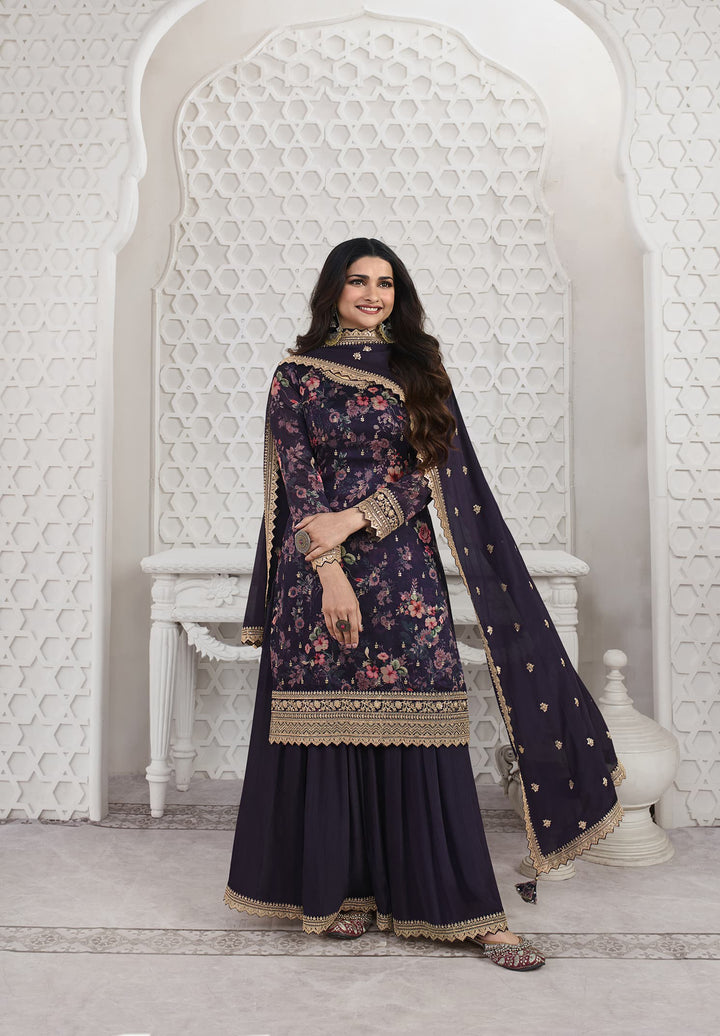 Readymade Designer Purple Salwar Kameez In Purple