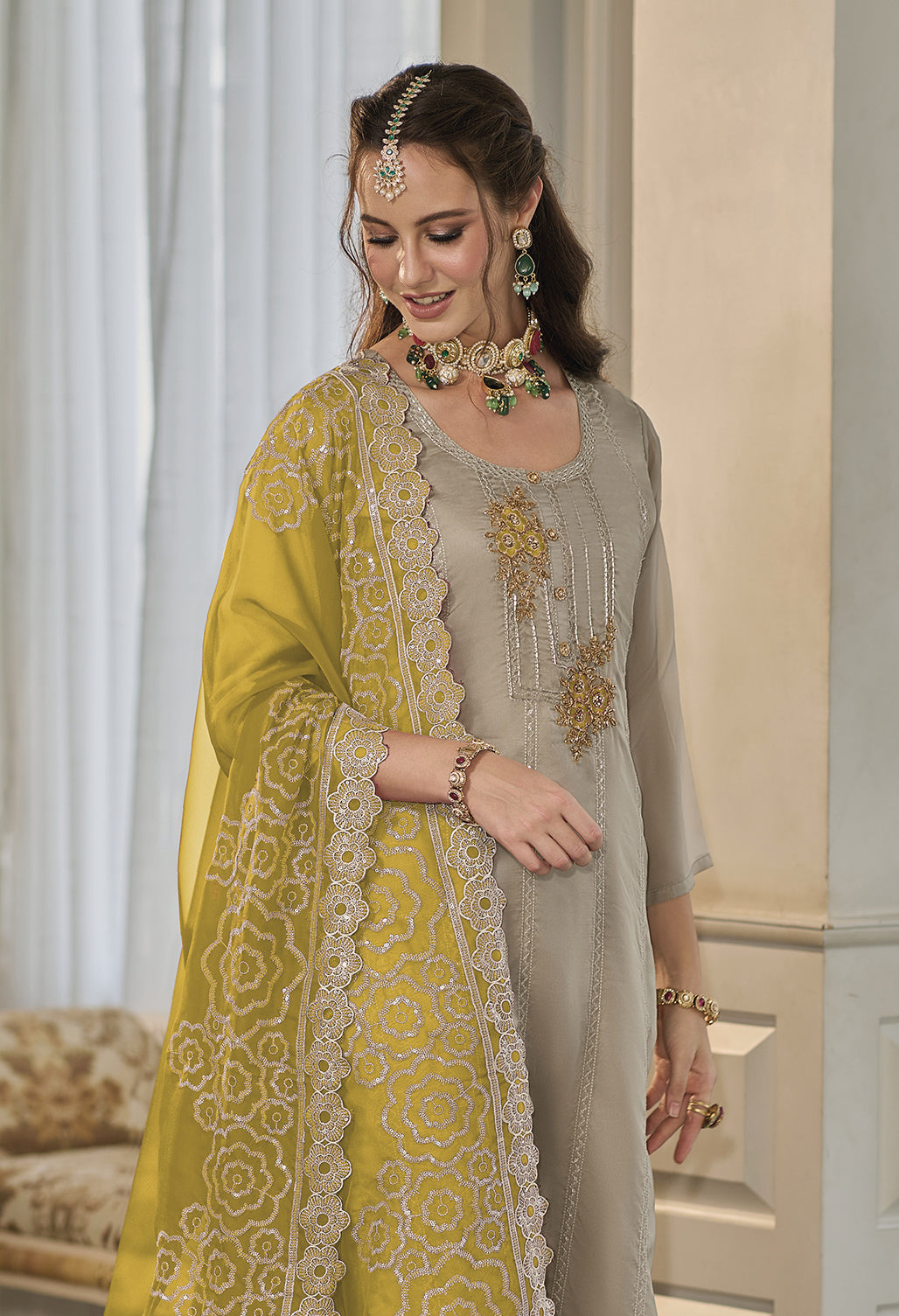Readymade Designer Yellow Salwar Kameez