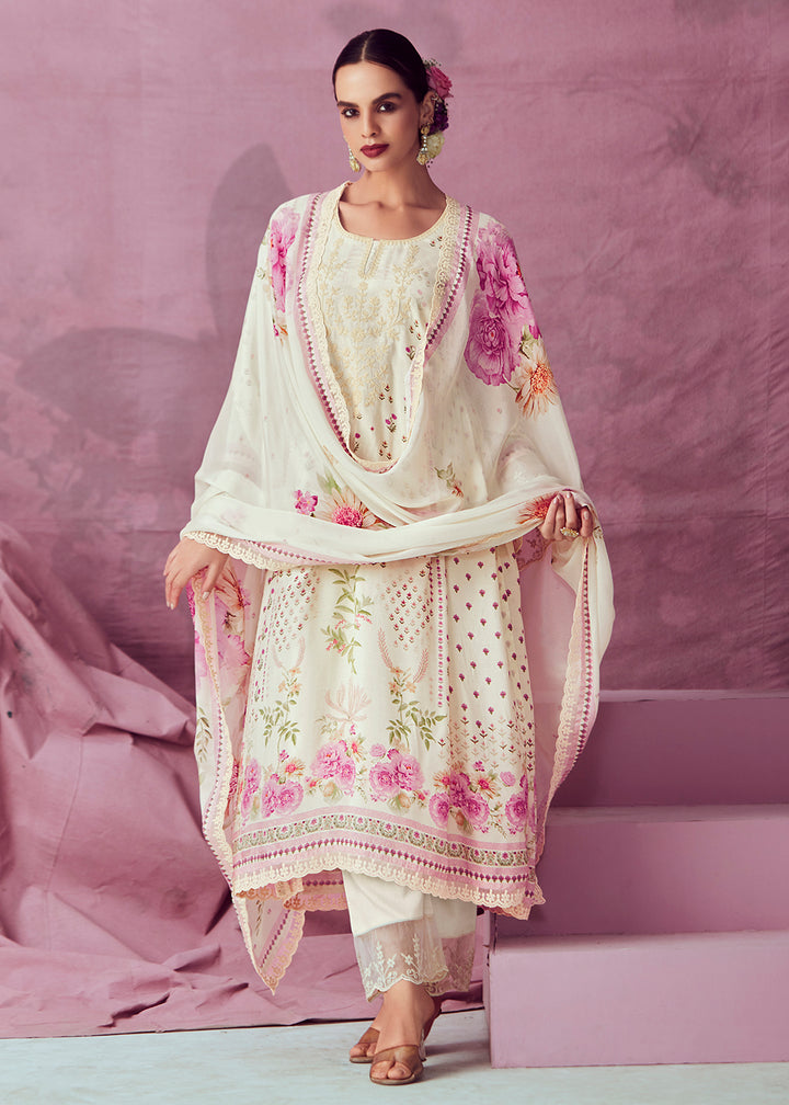 Readymade Designer White Salwar Kameez