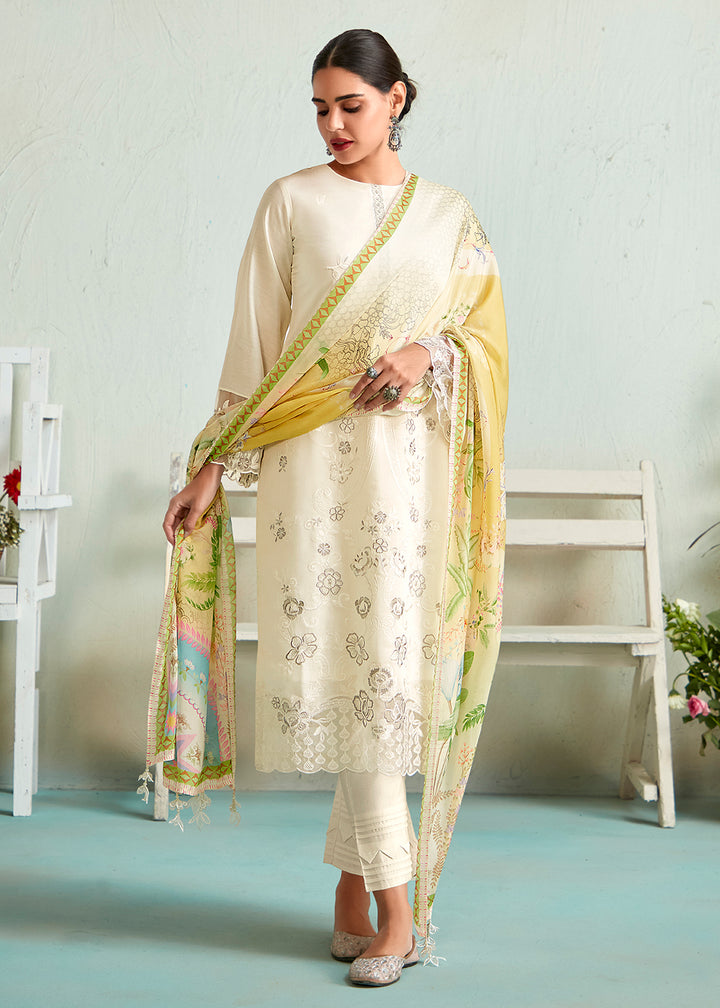 Readymade Elegant Off-White Salwar Kameez