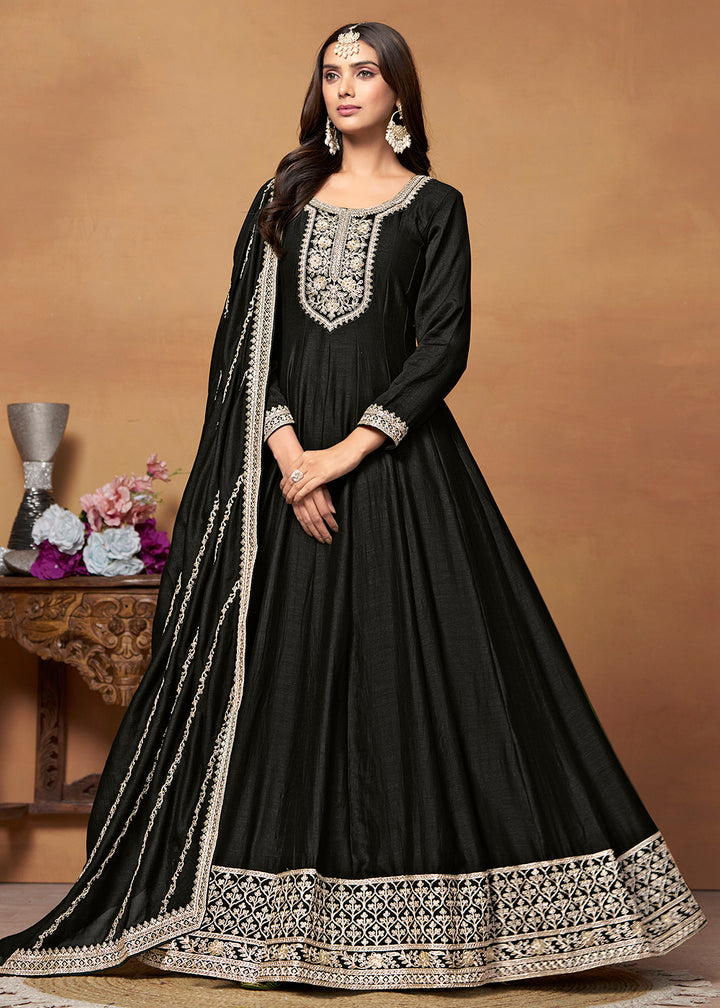 Readymade Black Designer Anarkali Salwar Kameez