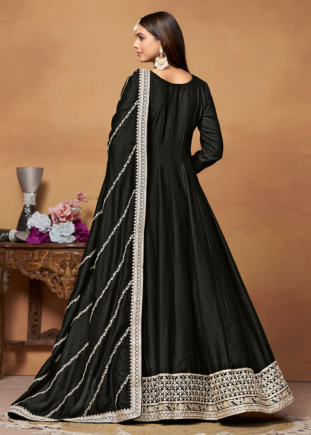 Readymade Black Designer Anarkali Salwar Kameez