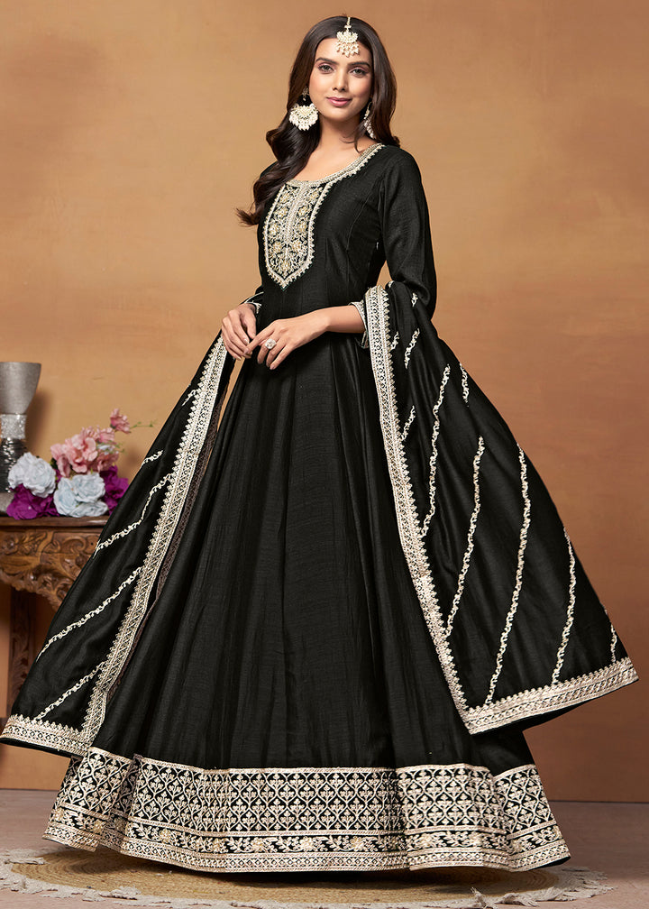Readymade Black Designer Anarkali Salwar Kameez