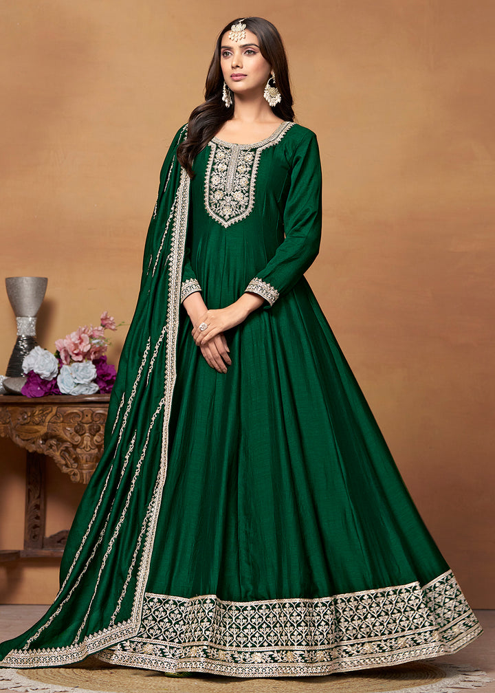 Readymade Green Designer Anarkali Salwar Kameez