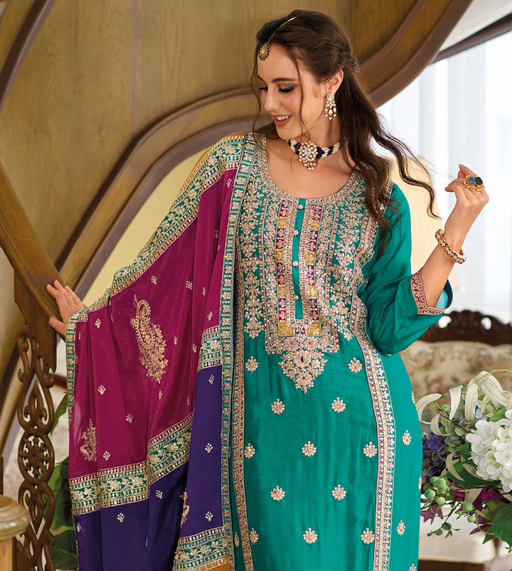 Readymade Elegant Dusty Green Salwar Kameez