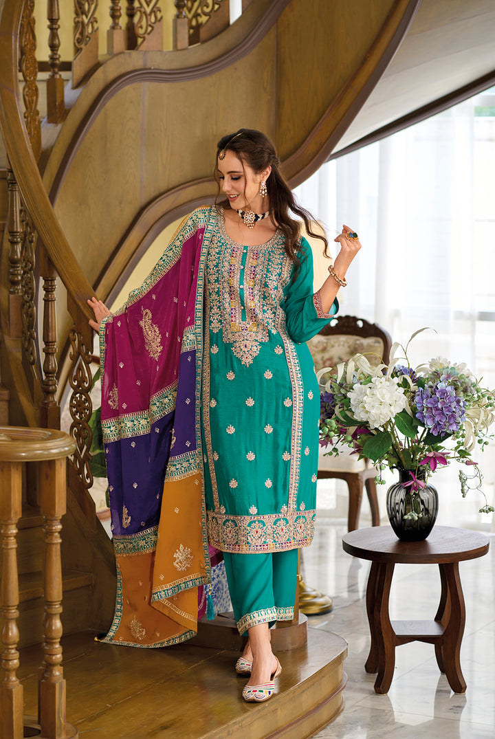 Readymade Elegant Dusty Green Salwar Kameez