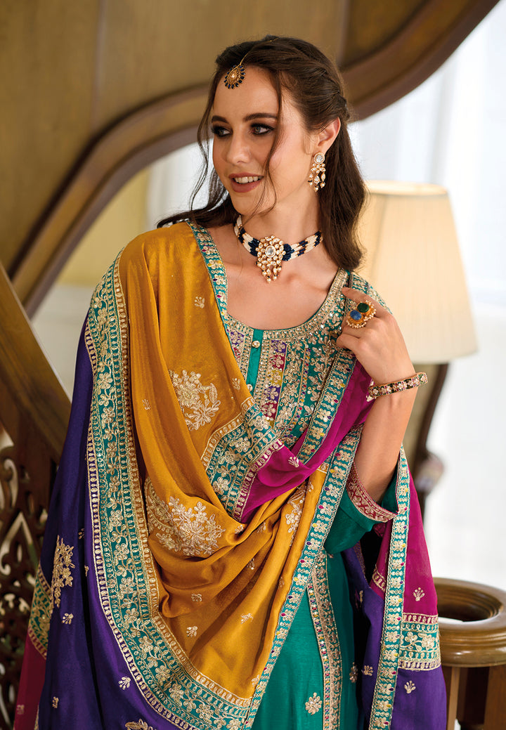 Readymade Elegant Dusty Green Salwar Kameez