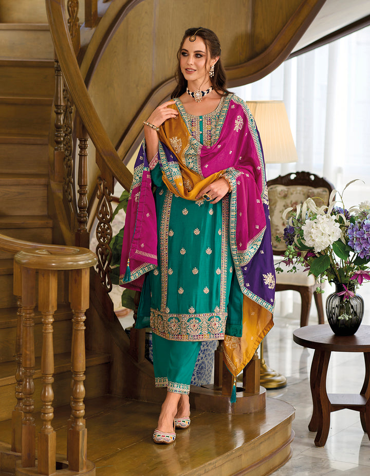 Readymade Elegant Dusty Green Salwar Kameez