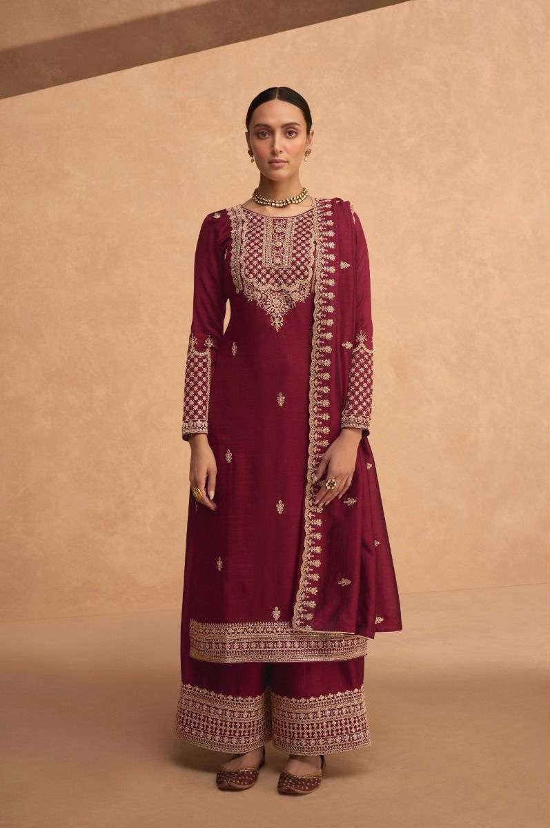 Maroon Palazzo Style Salwar Suit | Premium Silk