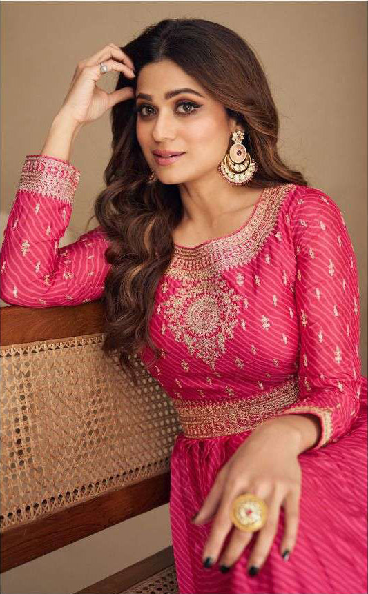 Captivating Pink Chiffon Designer Anarkali Suit Gown