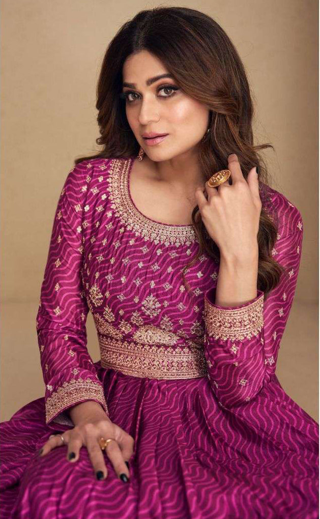 Regal Purple Chiffon Designer Anarkali Suit Gown