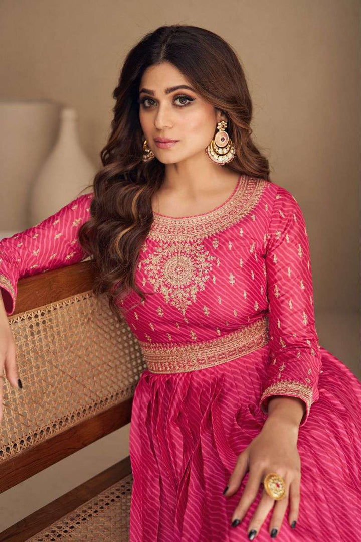 Captivating Pink Chiffon Designer Anarkali Suit Gown