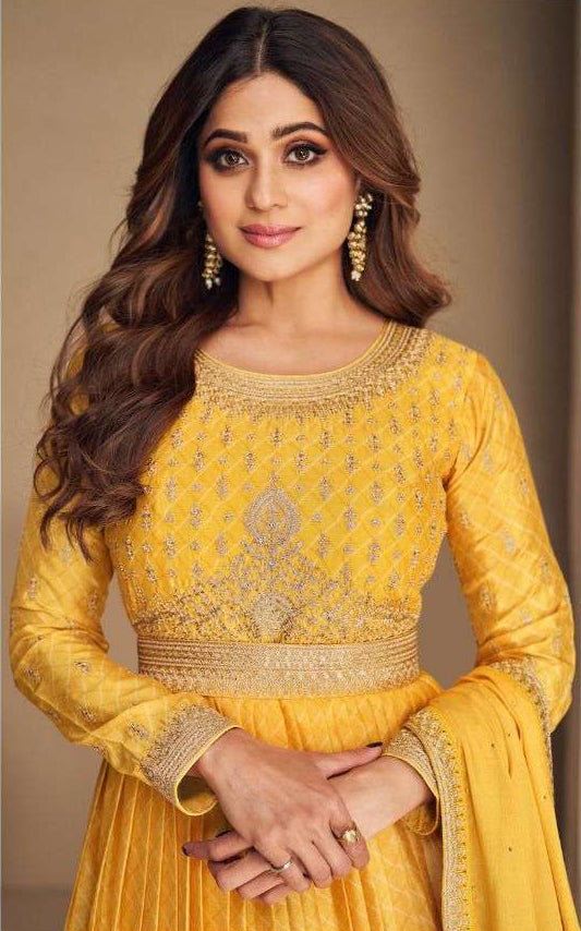 Radiant Yellow Chiffon Designer Anarkali Suit Gown