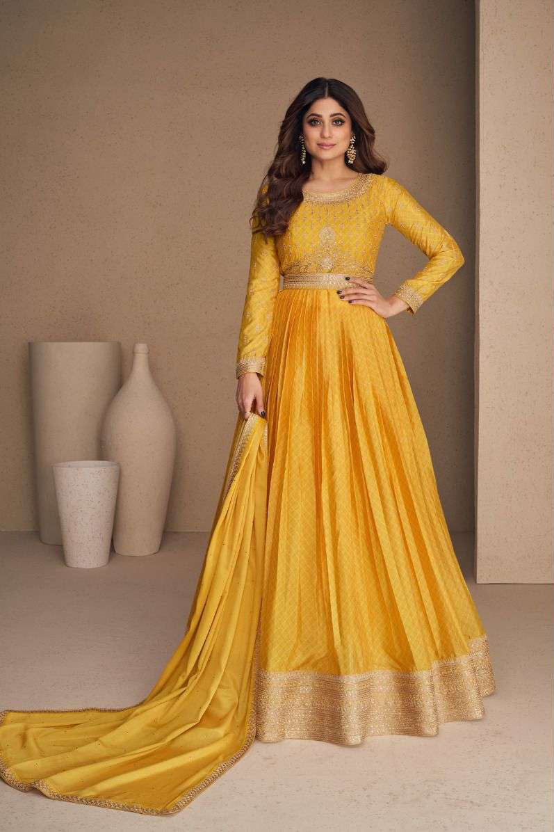 Radiant Yellow Chiffon Designer Anarkali Suit Gown