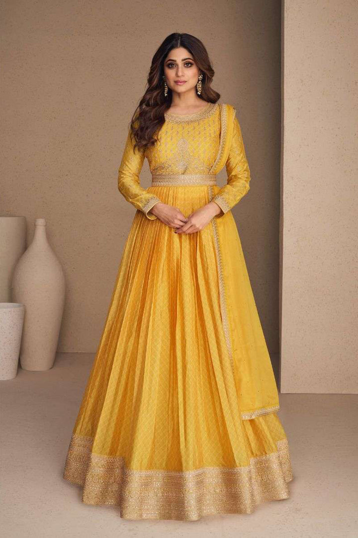 Radiant Yellow Chiffon Designer Anarkali Suit Gown