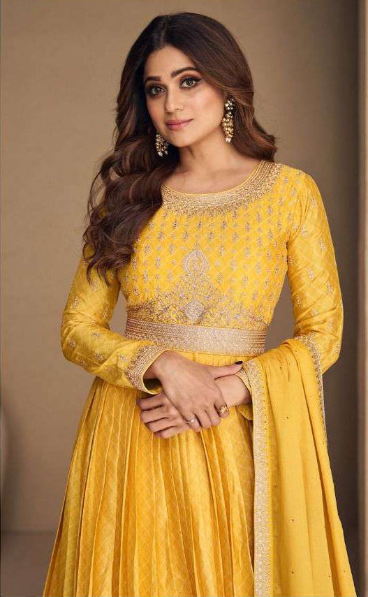 Radiant Yellow Chiffon Designer Anarkali Suit Gown