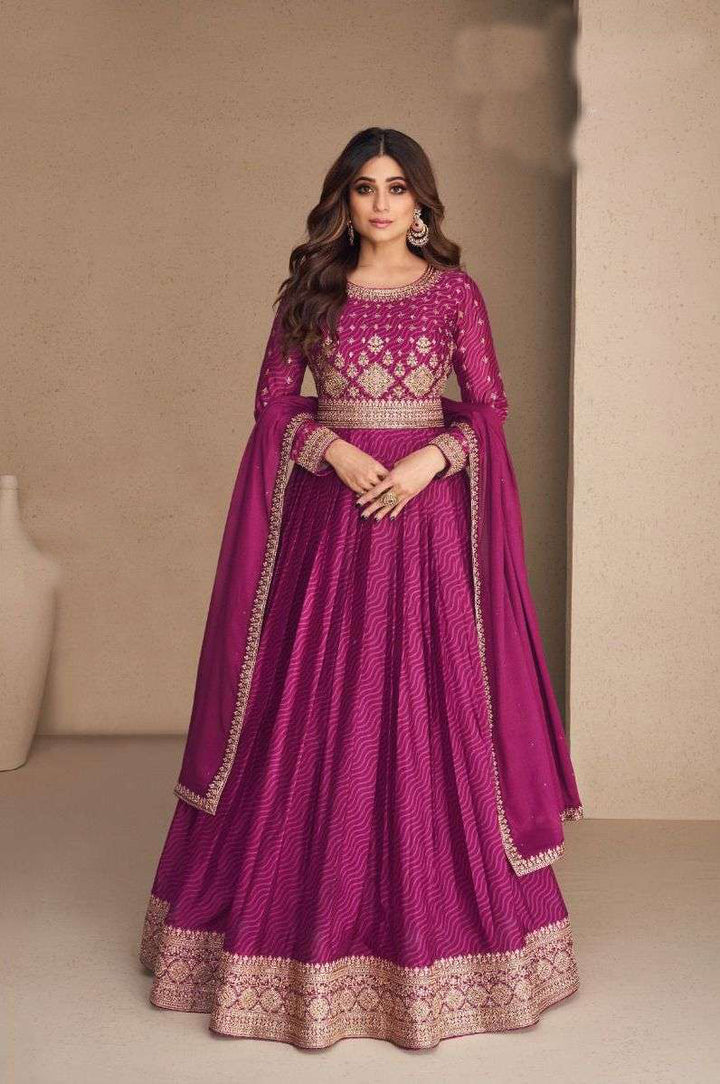 Regal Purple Chiffon Designer Anarkali Suit Gown