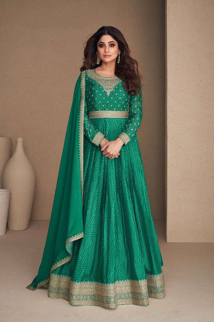 Exquisite Green Chiffon Designer Anarkali Suit Gown