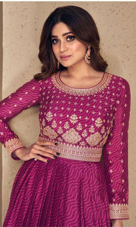 Regal Purple Chiffon Designer Anarkali Suit Gown