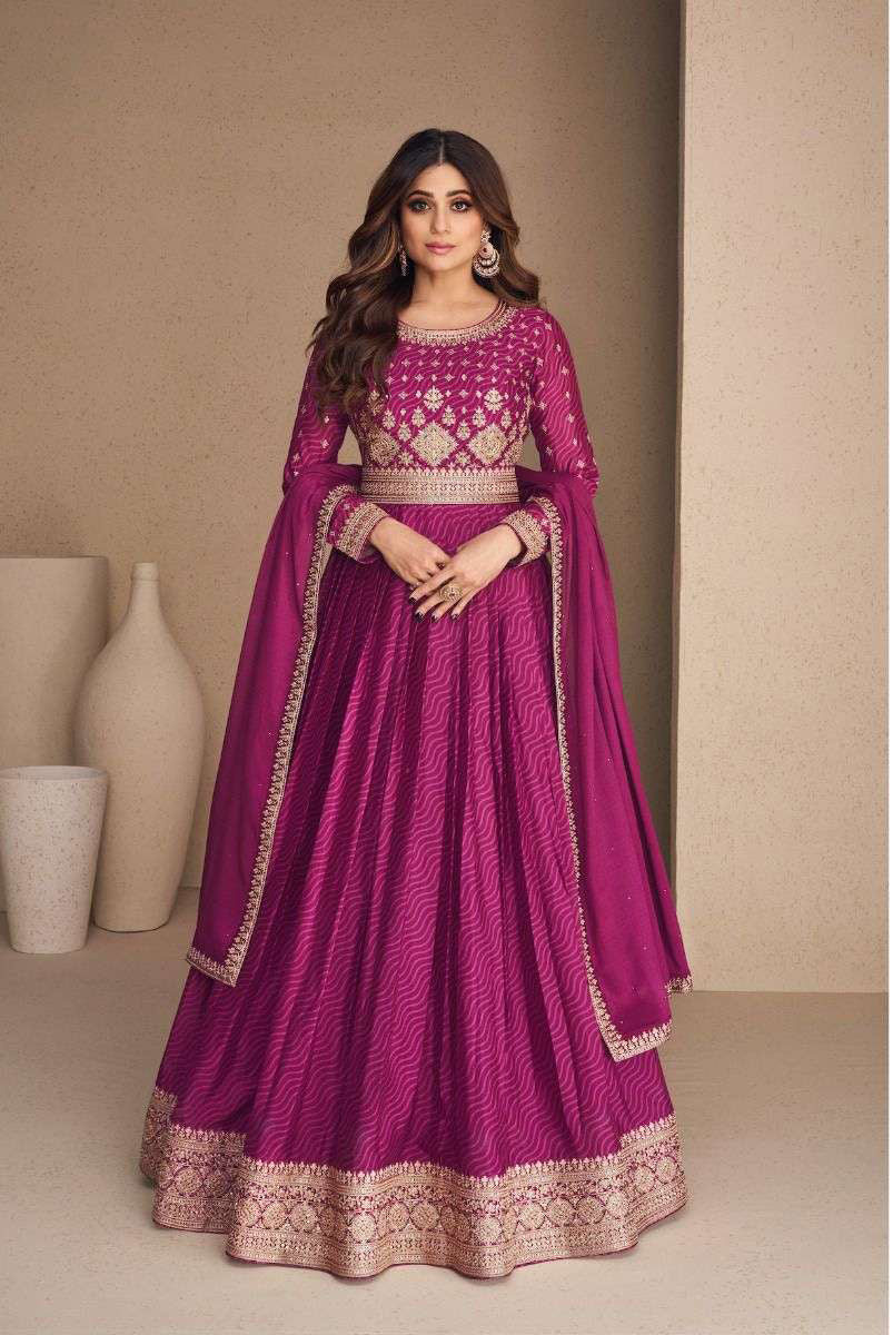 Regal Purple Chiffon Designer Anarkali Suit Gown