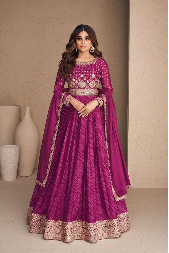 Regal Purple Chiffon Designer Anarkali Suit Gown