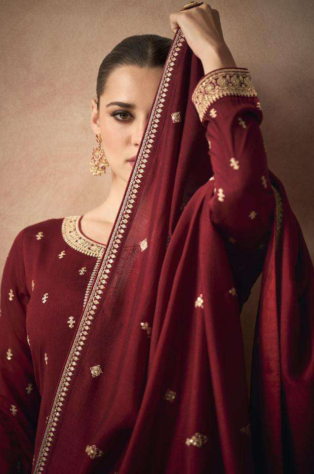 Elegant Maroon Red Partywear Designer Salwar Suit