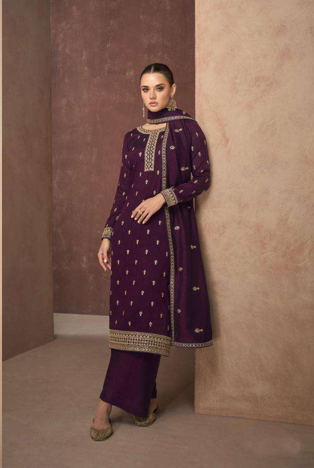 Stunning Purple Partywear Designer Salwar Suit