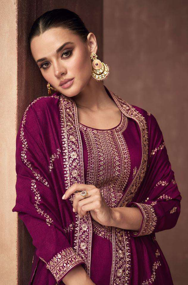 Captivating Dark Pink Wedding Salwar Kameez Palazzo Style