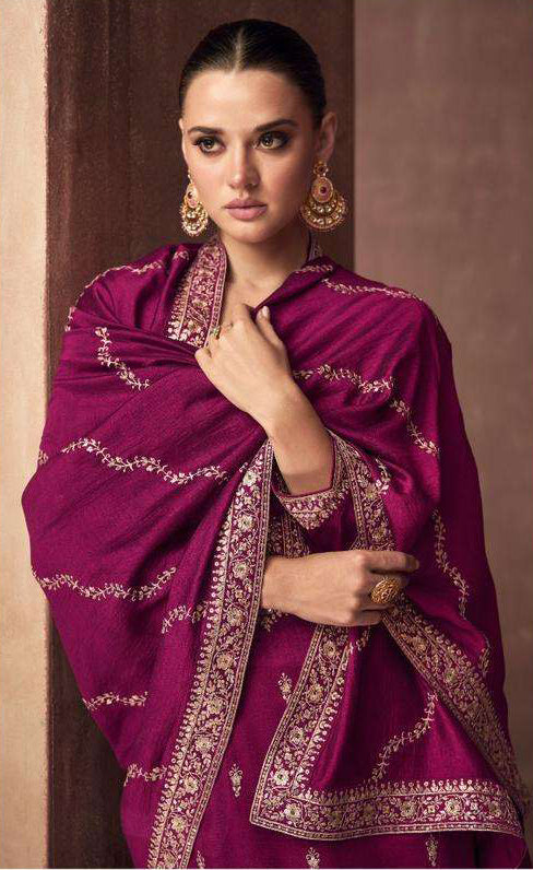 Captivating Dark Pink Wedding Salwar Kameez Palazzo Style