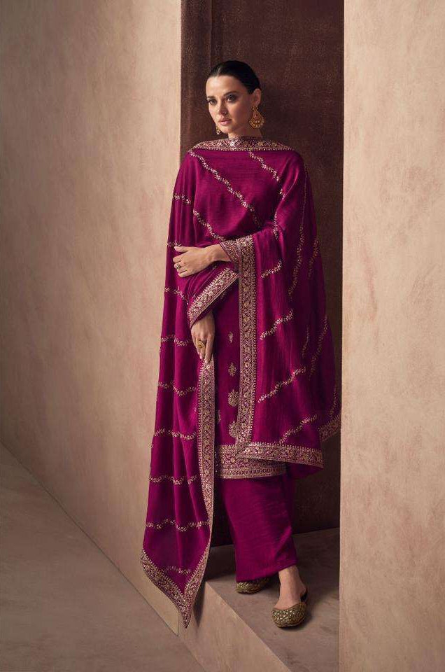 Captivating Dark Pink Wedding Salwar Kameez Palazzo Style