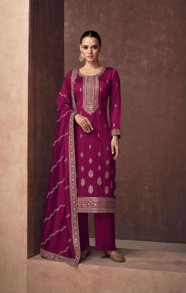 Captivating Dark Pink Wedding Salwar Kameez Palazzo Style