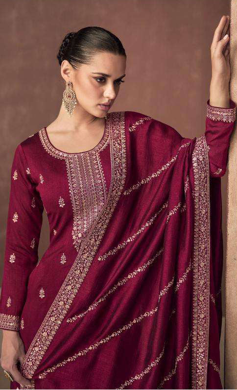 Exquisite Maroon Red Wedding Salwar Suit Palazzo Style