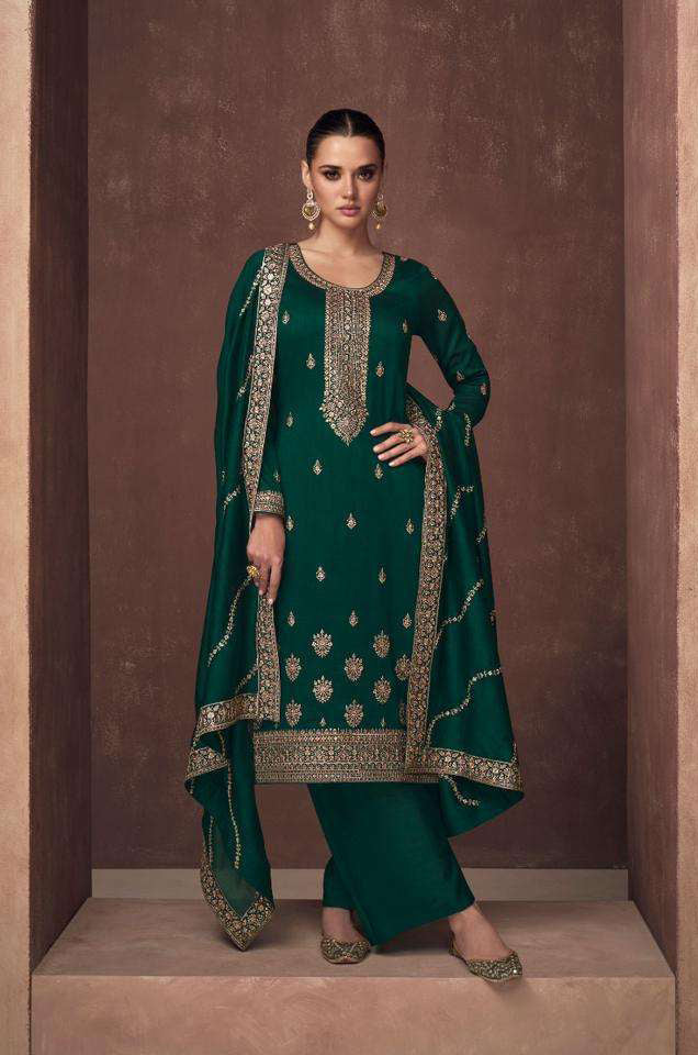 Exquisite Dark Green Wedding Salwar Kameez Palazzo Pant Style